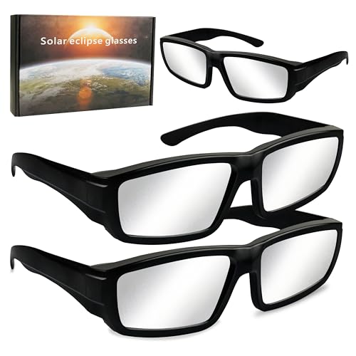 Solar Eclipse Glasses AAS Approved 2024 - ISO 12312-2:2015(E) & CE Certified, 3 Pack Durable Plastic Eclipse Glasses for Direct Sun Viewing(3 Pack)