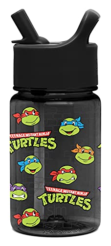 Simple Modern Nickelodeon Kids Water Bottle Plastic BPA-Free Tritan Cup with Leak Proof Straw Lid | Reusable and Durable for Toddlers, Boys | Summit Collection | 12oz, TMNT Turtles Unite