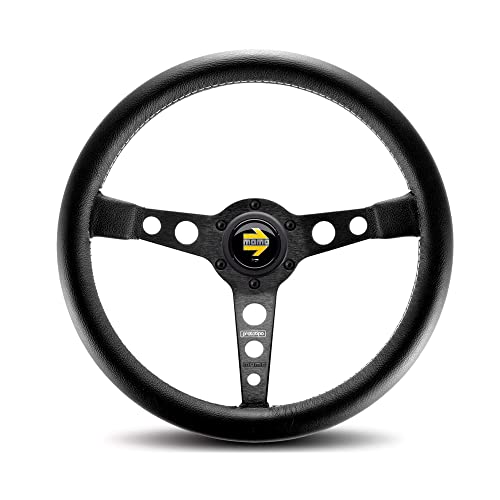 MOMO Motorsport Prototipo Steering Wheel Black Leather Grip Black Anodized Spoke White Stitching 350mm - PRO35BK2B