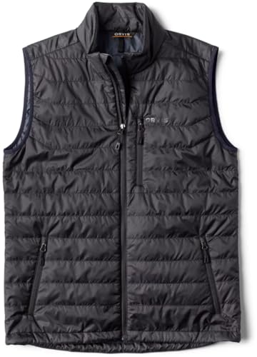 Orvis Recycled Drift Insulated Vest for Men - Rugged Water Resistant Packable Men's Quilted Vest with Warm PrimaLoft, Black - Medium