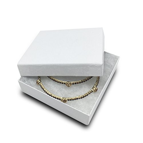 TheDisplayGuys 25-Pack #33 Cotton Filled Cardboard Paper Jewelry Box Gift Case - Swirl White (3 1/2' x 3 1/2' x 1')