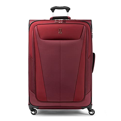 Travelpro Maxlite 5 Softside Expandable Checked Luggage with 4 Spinner Wheels, Lightweight Suitcase, Men and Women, Burgundy, Checked Large 29-Inch
