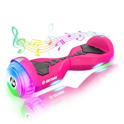 Gotrax Pulse Max Hoverboard with 6.5' Luminous Wheels, Music Speaker and 6mile Range & 6.2mph, UL2272 Certified, Dual 250W Motor and 93.6Wh Battery Self Balancing Scooters for 44-176lbs Kids Teens(Pink)