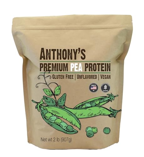 Anthony's Premium Pea Protein, 2 lb, Plant Based, Gluten Free, Unflavored, Vegan, Keto Friendly, Made from Peas
