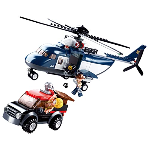 DAHONPA Police Rotor Craft City Helicopter Light Weight Utility Airplane Building Bricks Set, 285 Pieces Air-Force Build Blocks Toy, Gift for Kid and Adult