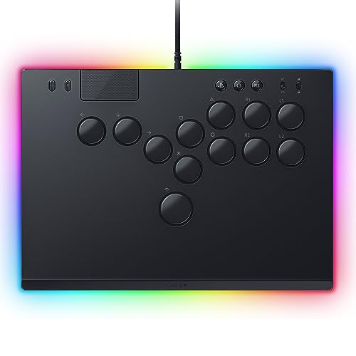 Razer Kitsune All-Button Arcade Controller: For PS5 / PlayStation 5 & PC - Low-Profile Optical Switches - Slim Form Factor - Removable Top Plate - Chroma RGB Lighting - USB Type C - Black