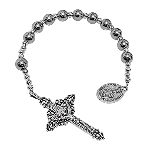 lulucross One Decade Pocket Rosary with Miraculous Medal, Great Catholic Gift for Men and Women