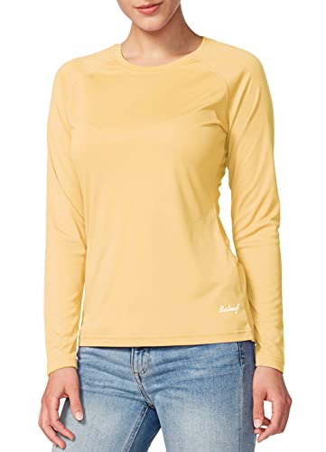 BALEAF Women's UPF 50+ Sun Shirts Long Sleeve UV Protection Rash Guard Lightweight Quick Dry SPF Hiking Tops Outdoor Clothing Yellow Size M