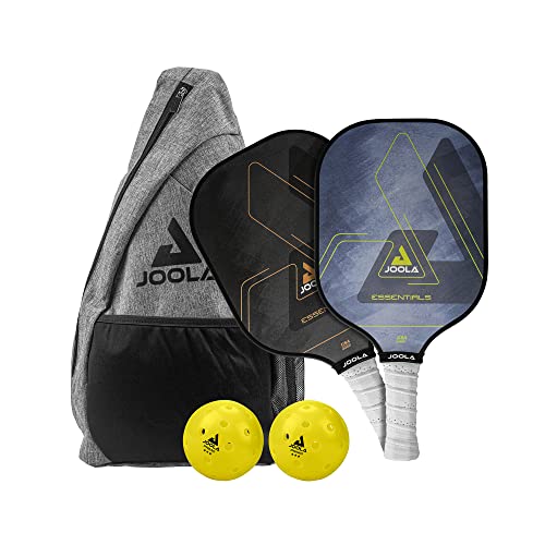 JOOLA Essentials Pickleball Paddles Set with Reinforced Fiberglass Surface and Honeycomb Polypropylene Core - Includes 2 Pickleball Rackets, 2 Pickleball Balls, and Sling Bag