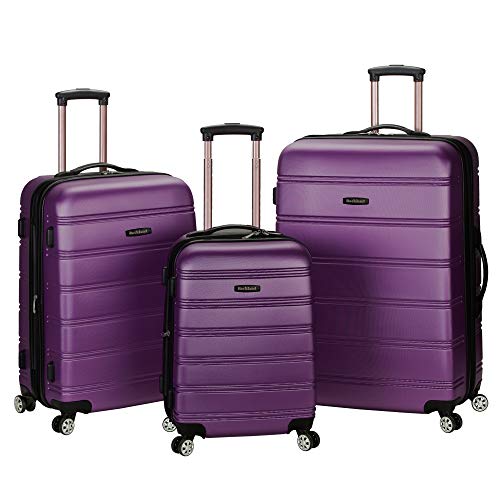 Rockland Melbourne Hardside Expandable Spinner Wheel Luggage, Purple, 3-Piece Set (20/24/28)