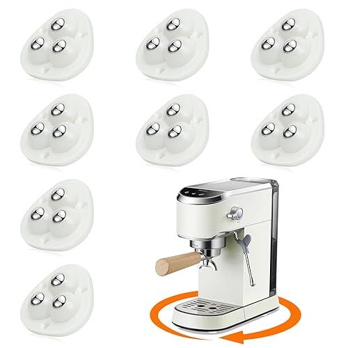 Self Adhesive Caster Wheels - 360° Swivel Universal Wheel, Mini Roller Ball Transfer Bearing for Small Kitchen Appliances, Storage Box, Trash Can (with 3 Ball Bearings, White, 8 PCS)