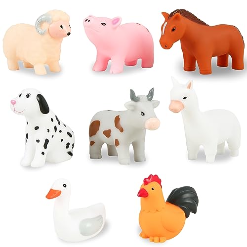 XY-WQ Mold Free Bath Toys No Hole, for Infants 6-12& Toddlers 1-3, No Hole No Mold Bathtub Toys (Animal Ⅱ, 8 Pcs with Mesh Bag)
