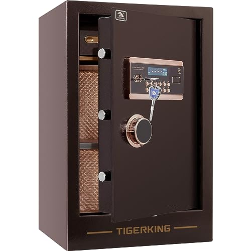 TIGERKING Burglary Digital Security Safe Box for Home Office Double Safety Key Lock and Password Safes 3.47 Cubic Feet