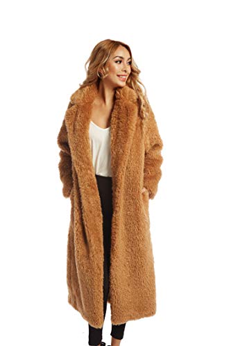 SUGAR POISON Women Faux Fur Winter Coats Comfort Warm Outerwear Open Front Long Cardigan Overcoat Jacket M
