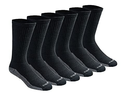Dickies Men's Dri-Tech Legacy Moisture Control Crew Socks Multipack, Black (6 Pairs), X-Large