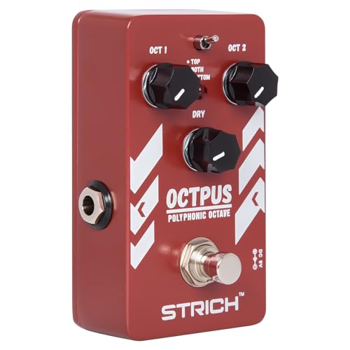 STRICH Polyphonic Octave Guitar Pedal, Digital 3 Modes Octave Shifter with Top/Both/Bottom Selection, True Bypass for Electric Guitar - Compact & Practical Aluminum Build