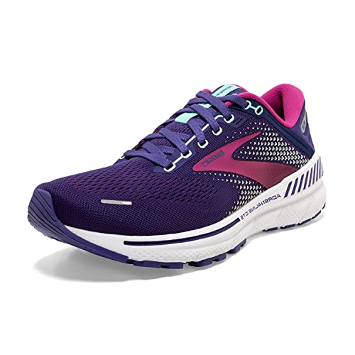 Brooks Women's Adrenaline GTS 22 Supportive Running Shoe - Navy/Yucca/Pink - 7.5 Medium