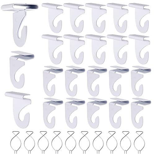 OALEN 20 Drop Ceiling Hooks for Classrooms & Offices, White Heavy Duty Ceiling Hooks for Hanging Plants & Decorations, Metal T-Bar Hooks for Suspended Drop Ceiling Tiles…