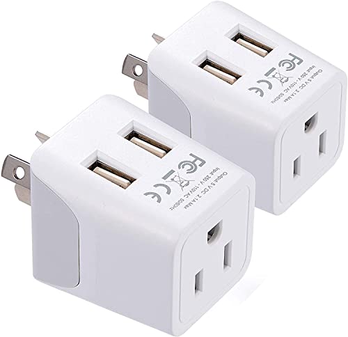 Ceptics Australia, New Zealand, China Travel Adapter Plug with Dual USB Input - Ultra Compact - USA to Type I - Perfect for Cell Phones, Chargers, Cameras and More (CTU-16-2PK)