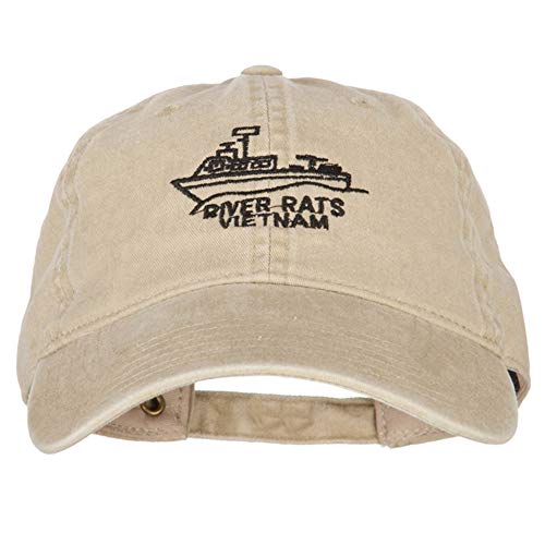 e4Hats.com River Rats Vietnam Riverboat Embroidered Washed Cotton Twill Cap - Khaki OSFM