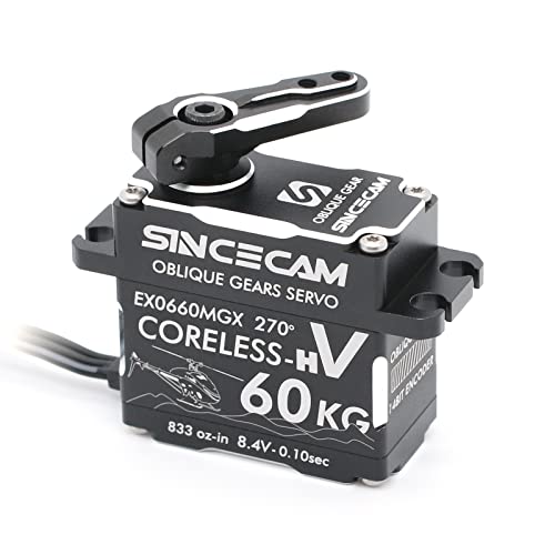 Sincecam 60kg High Torque Coreless Waterproof Digital Steering Servo 8.4V Compatible SR/SSR/SUR/SFR Metal Oblique Gear All Aluminum Case for 1/10 1/12 RC Crawler Boat Robot 270°