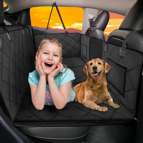 ROUWINNE Back Seat Extender for Dogs-Large Space, Dog Car Seat Cover Hard Bottom Holds 400lbs, Sturdy Backseat Extender for Dogs, Waterproof Dog Hammock for Car Dog Car Bed for Car, SUV, Truck