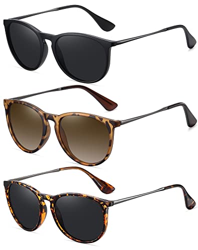 WOWSUN Polarized Sunglasses womens 2024 trendy glasses - Vintage Retro Round (3Pack)
