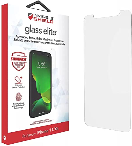 ZAGG InvisibleShield Glass Elite Screen Protector for iPhone 11 and iPhone XR – Strongest Tempered Glass, Smudge-Free ClearPrint, Extreme Shatter, Impact and Scratch Protection