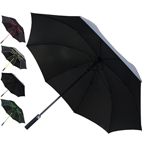 COLLAR AND CUFFS LONDON - 60MPH Windproof EXTRA STRONG - StormDefender Jumbo Umbrella - Reinforced Fiberglass Frame - For 1 or 2 Persons - Auto Open - Non Slip Tyre Style Handle - Black