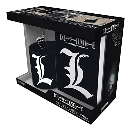 ABYSTYLE Death Note Detective L Gift Set Includes Ceramic Coffee Tea Mug 11 Oz. Hardcover Notebook & Metal Keychain Anime Manga Drinkware Merch Accessories 3 Pcs (3 Pc Gift Set)