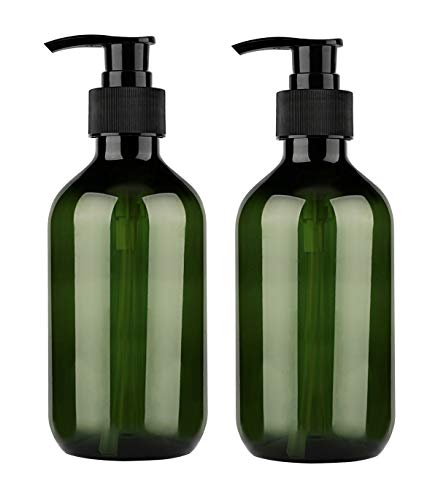 Pump Bottle Dispenser, Yebeauty 10oz/300ml Empty Plastic Shower Refillable Dispenser Soap Shampoo Pump Dispenser Containers with Pump Multipurpose for Cosmetic Kitchen Bathroom, 2-Pack Green