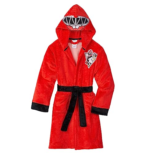 POWER RANGERS Little/Big Boy's Costume Plush Fleece Robe (8, Red Ranger Dino Fury)