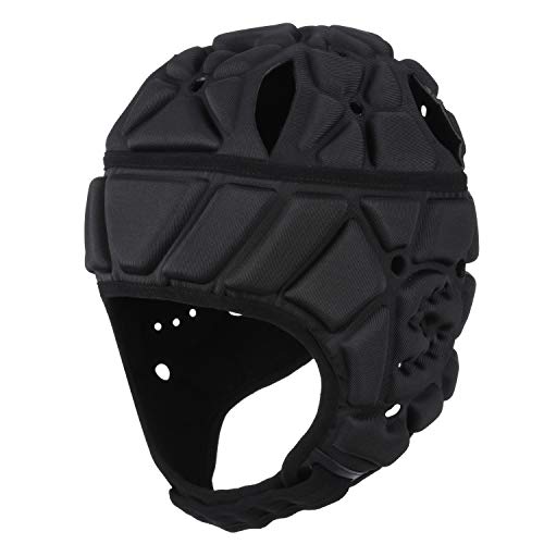 Surlim Soft Helmet Flag Football Rugby Helmet Scrum Cap Soft Shell Helmet Soccer Headgear for Youth Adults (Black, Large)