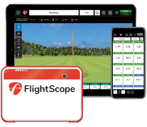 FlightScope Mevo+ GPS Launch Monitor and Golf Simulator with Pro Package Software | 50 Complete Golf Swing Data Parameters, 10 E6 Courses and 17 Practice Ranges - Portable for Indoor & Outdoor Use