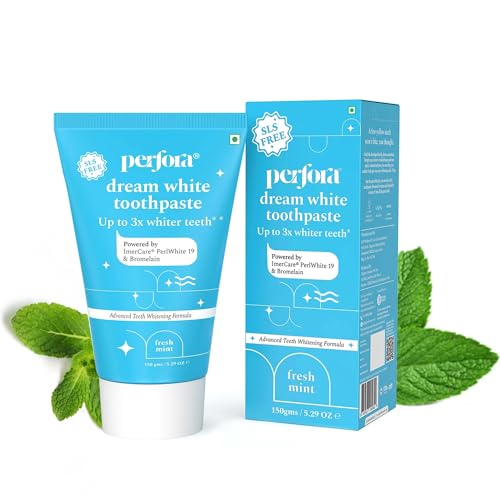 Perfora Whitening Toothpaste - 150 GMS | Instant Teeth Whitening Toothpaste | SLS Free Toothpaste | No Artificial Sweeteners | Vegan Friendly Gel Toothpaste - Fresh Mint (Flavor) (Pack of 1)