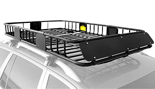 XCAR Roof Rack Basket Rooftop Cargo Carrier with Extension Black Car Top Luggage Holder 64'x 39' Universal for SUV Cars