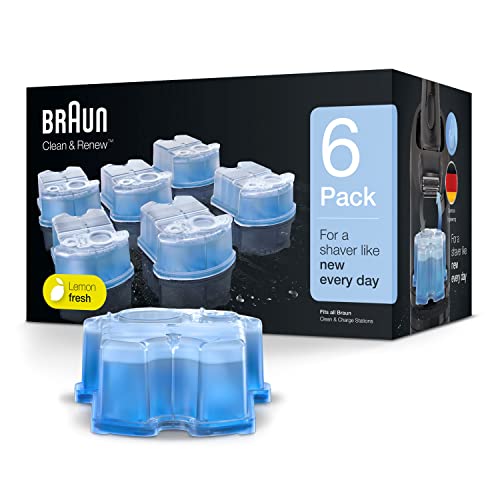 Braun Clean & Renew Refill Cartridges CCR, Replacement Shaver Cleaner Solution for Clean&Charge Cleaning System, Pack of 6