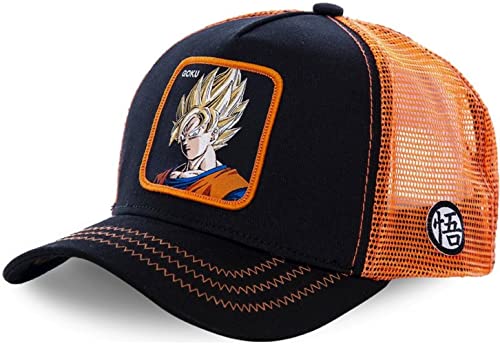 BULMA Men's Anime Cartoon Baseball Trucker Cap Snapback Hat Adult Women's Unisex Adjustable One Size (Goku Orange)