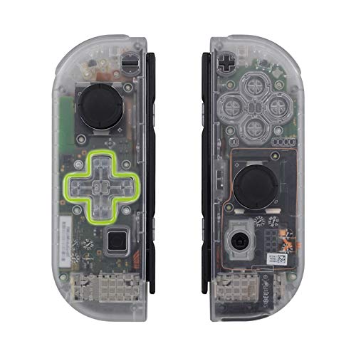 eXtremeRate Transparent Clear Joycon Handheld Controller Housing (D-Pad Version) w/Full Set Buttons, DIY Replacement Shell Case for Nintendo Switch & Switch OLED Joy-Con – Console Shell NOT Included