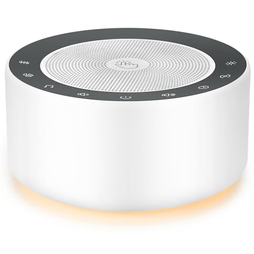 White Noise Machine with 30 High Fidelity Soundtracks, 7 Colors Night Lights, Full Touch Metal Grille and Buttons, Timer and Memory Features, Plug in, Sound Machine for Baby, Adults