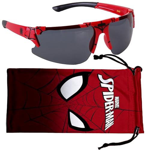 Marvel Spiderman Sunglasses for Kids - Stylish, Comfortable & Durable UV-Protective Spiderman Glasses With Soft Carrying Case - Officially Licensed