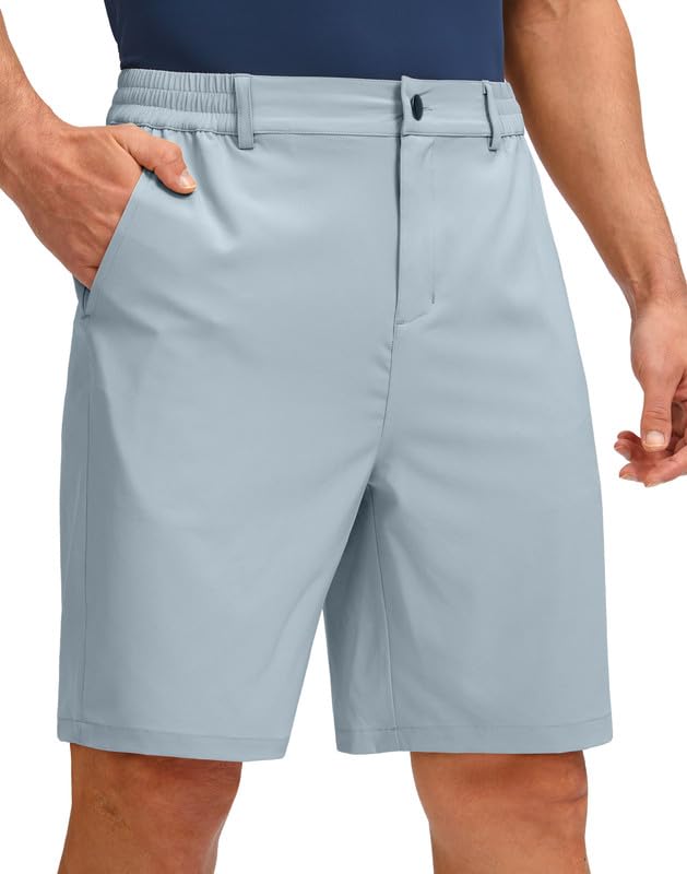 G Gradual Men's Golf Shorts with 5 Pockets 9' Light Weight Stretch Quick Dry Casual Dress Work Shorts for Men(Light Grey,L)