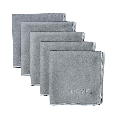 DRYKI Sweat Absorbing Handkerchiefs - The Original Sport Microfiber Hankies for Wicking Sweat from Hands, Face, Body (Glacier Grey, 5 Pack)