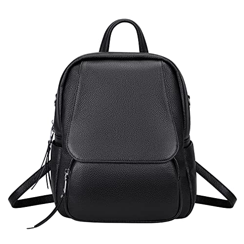 ALTOSY Mini Genuine Leather Backpack for Women Convertible Backpack Purse Shoulder Handbag Crossbody Bag 4 in 1 to Carry（S54 Black）