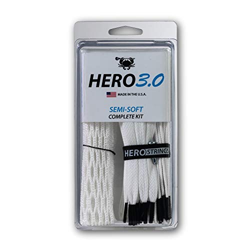 ECD Lacrosse Hero 3.0 Complete Kit Lacrosse Mesh and HeroStrings - Semi Soft - White