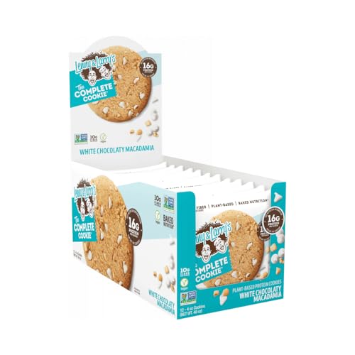 Lenny & Larry's The Complete Cookie, White Chocolaty Macadamia, Soft Baked, 16g Plant Protein, Vegan, Non-GMO, 4 Ounce Cookie (Pack of 12)