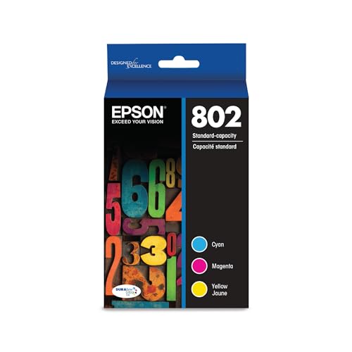EPSON 802 DURABrite Ultra Ink Standard Capacity Color Combo Pack (T802520-S) Works with WorkForce Pro WF-4720, WF-4730, WF-4734, WF-4740