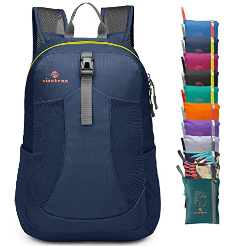 sinotron Lightweight Packable Backpack, Small Foldable Hiking Backpack Day Pack for Travel Camping Outdoor Vacation (Dark blue)