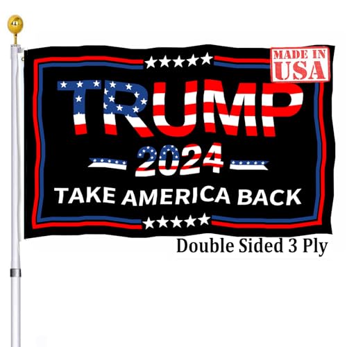 Trump 2024 Flags 3x5 Outdoor Double Sided- Take America Back Donald Trump Black Flag Banner Heavy Duty 3 Ply for President Flag 4 Rows Stitched with 2 Brass Grommets