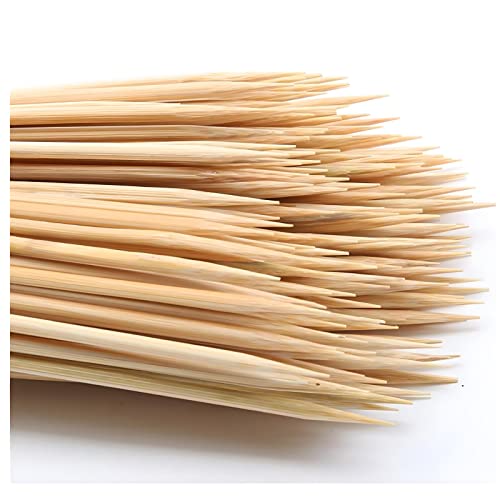 DTmasao 200PCS 6 inch Bamboo Skewers for wooden sticks， BBQ，Appetiser，Fruit，Cocktail，Kabob，Chocolate Fountain，Grilling，Kitchen，crafting and Party. Φ=3mm, More Size Choices 6'/8'/10'/12'/36'